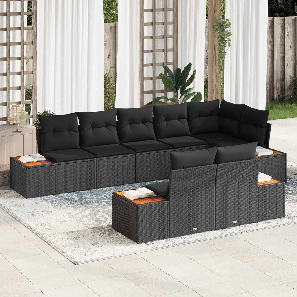 vidaXL Zestaw Sof na Ogród z poduszką 8 pcs Czarny Technorattan