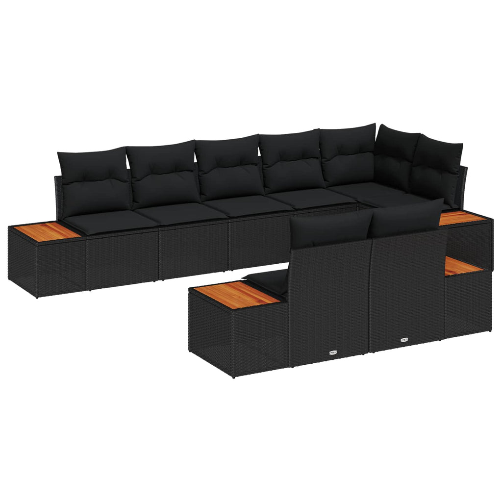vidaXL Zestaw Sof na Ogród z poduszką 8 pcs Czarny Technorattan