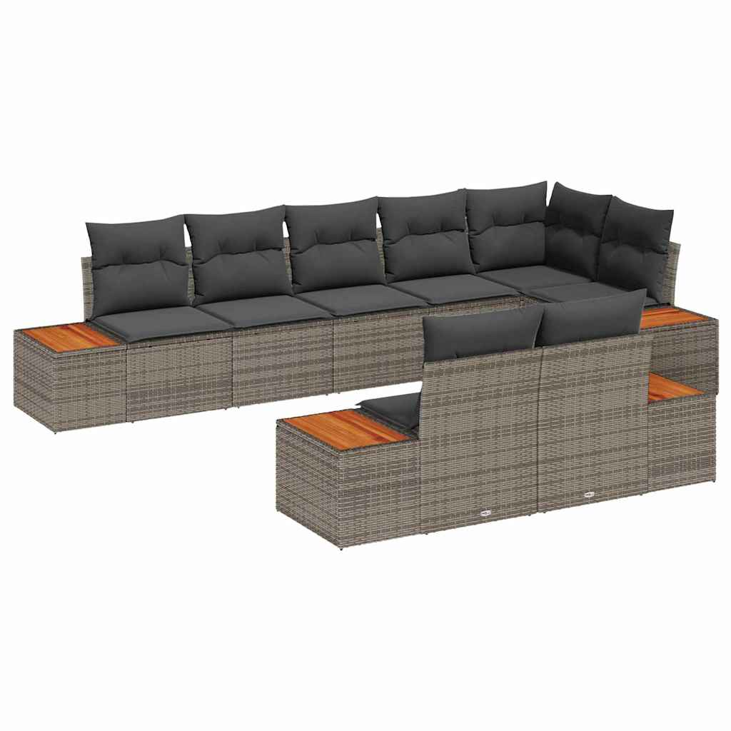 vidaXL Zestaw Sof na Ogród z poduszką 8 pcs Szary Technorattan