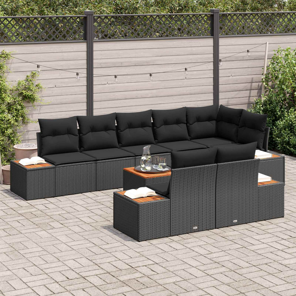 vidaXL Zestaw Sof na Ogród z poduszką 8 pcs Czarny Technorattan