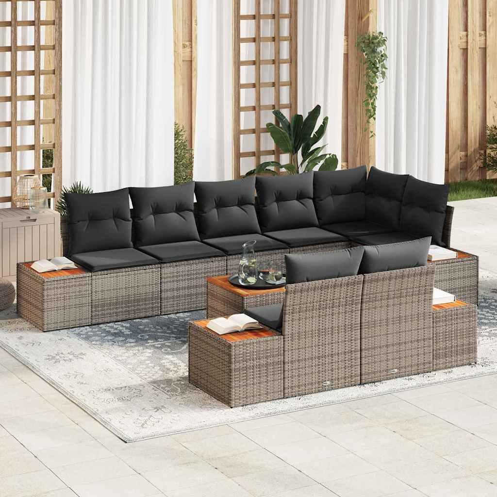vidaXL Zestaw Sof na Ogród z poduszką 8 pcs Szary Technorattan