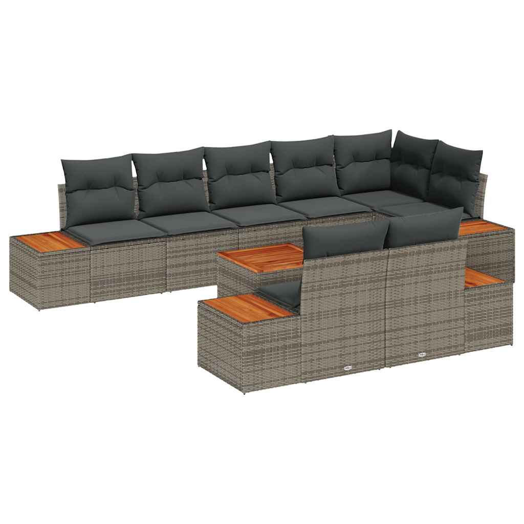 vidaXL Zestaw Sof na Ogród z poduszką 8 pcs Szary Technorattan