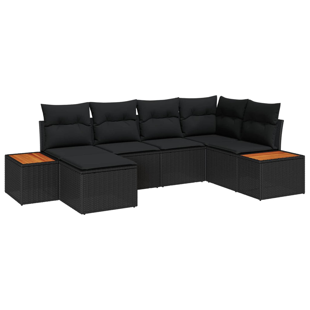 vidaXL Zestaw Sof na Ogród z poduszką 7 pcs Czarny Technorattan