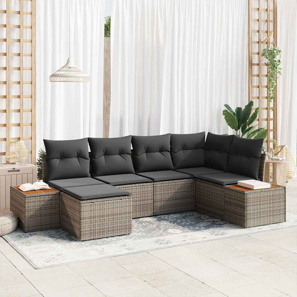 vidaXL Zestaw Sof na Ogród z poduszką 7 pcs Szary Technorattan