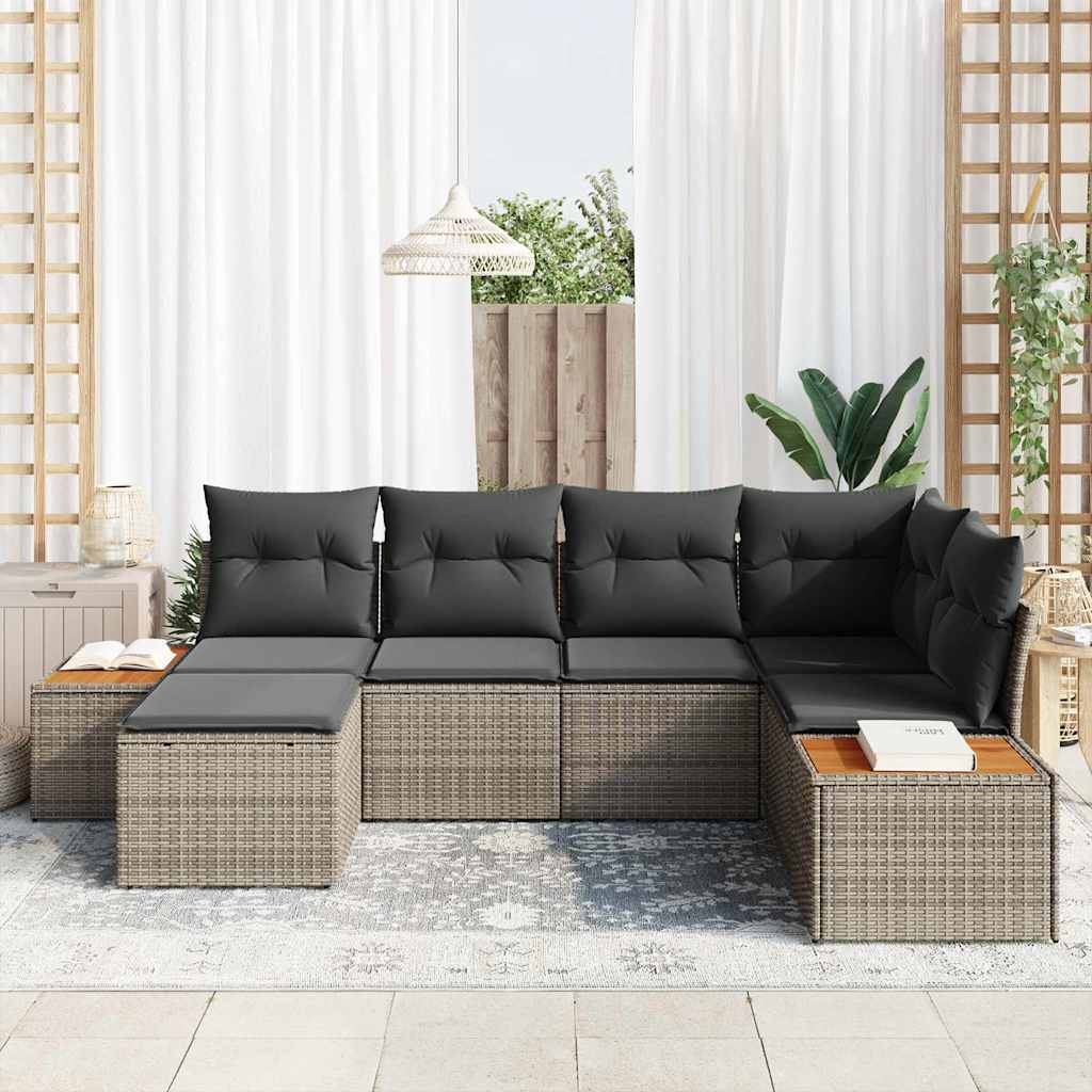 vidaXL Zestaw Sof na Ogród z poduszką 7 pcs Szary Technorattan