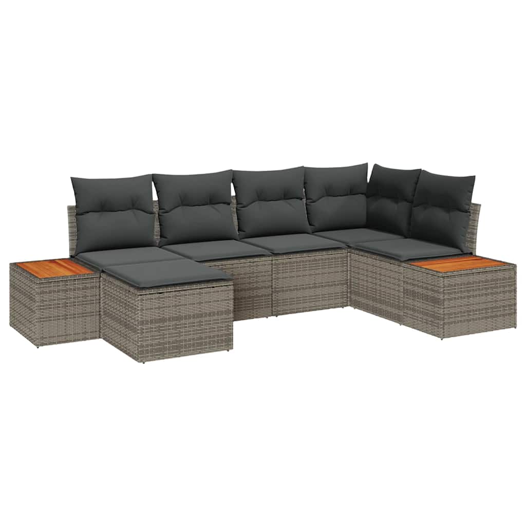 vidaXL Zestaw Sof na Ogród z poduszką 7 pcs Szary Technorattan