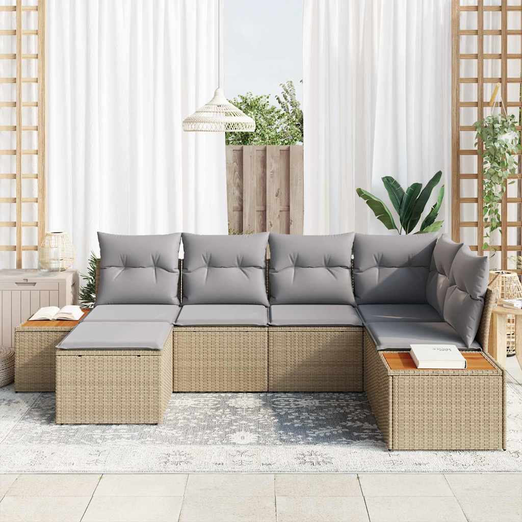 vidaXL Zestaw Sof na Ogród 7 pcs Beżowy i jasnoszary Technorattan