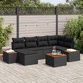 vidaXL Zestaw Sof na Ogród z poduszką 7 pcs Czarny Technorattan