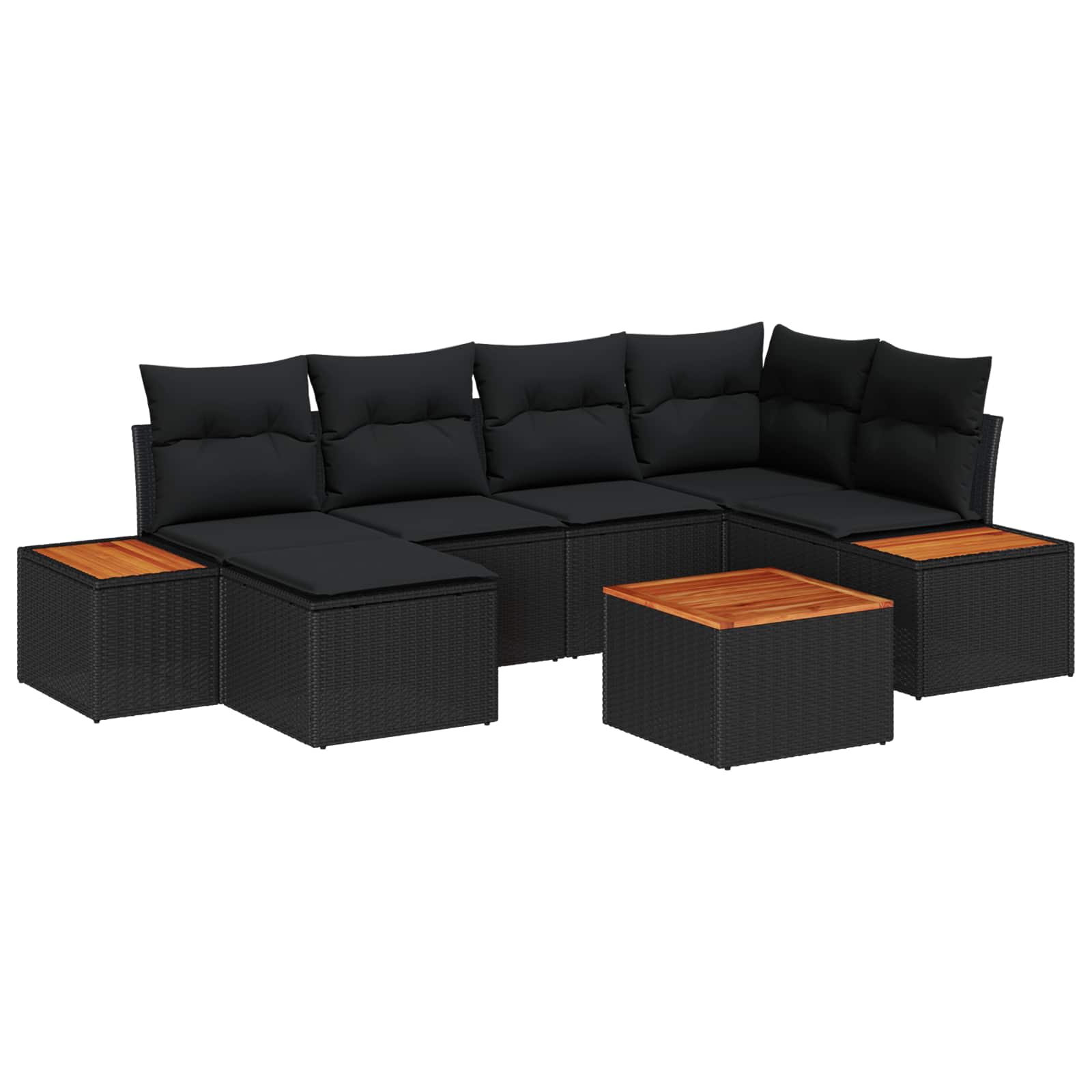 vidaXL Zestaw Sof na Ogród z poduszką 7 pcs Czarny Technorattan
