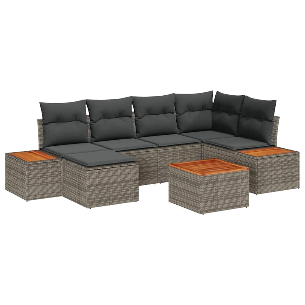 vidaXL Zestaw Sof na Ogród z poduszką 7 pcs Szary Technorattan