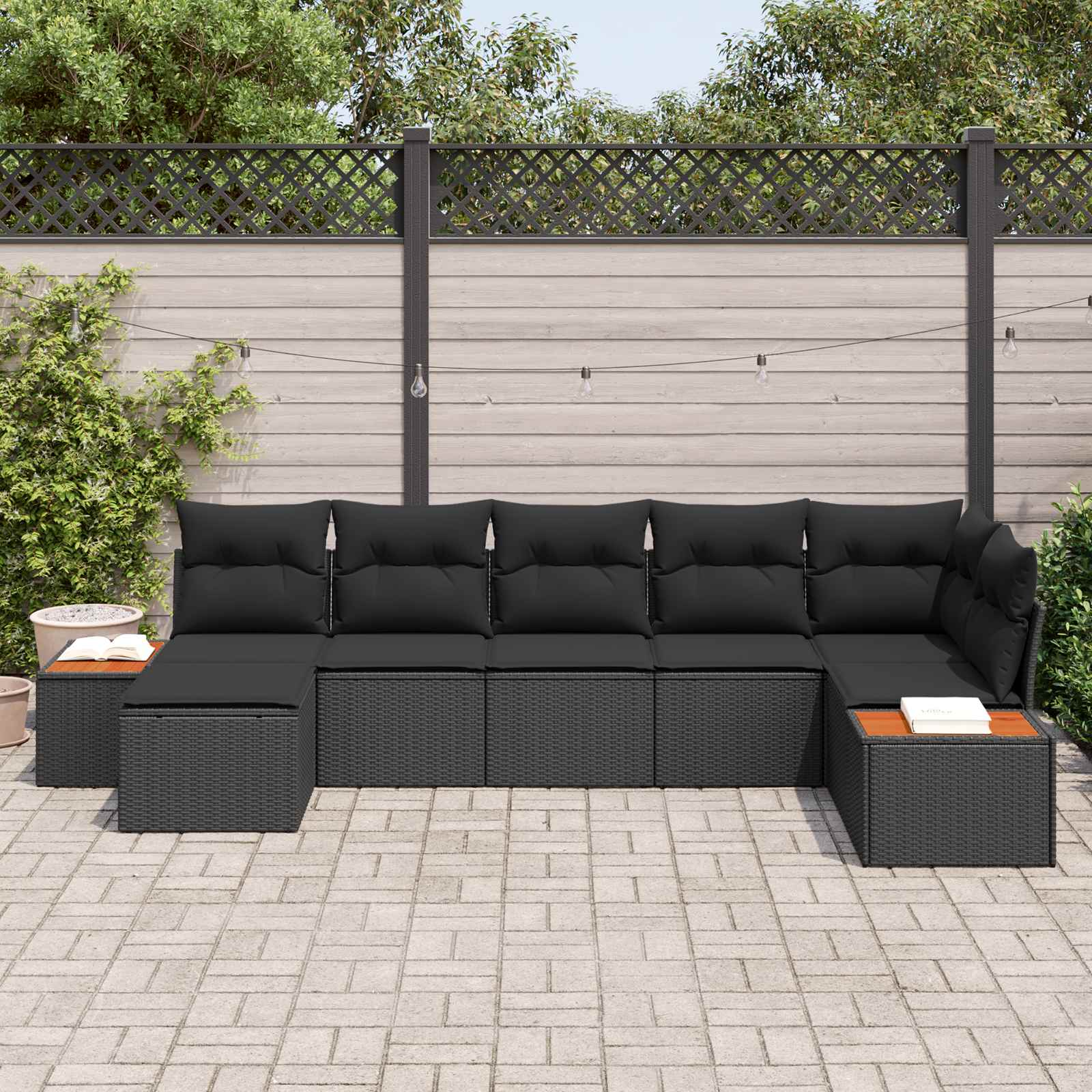 vidaXL Zestaw Sof na Ogród z poduszką 8 pcs Czarny Technorattan