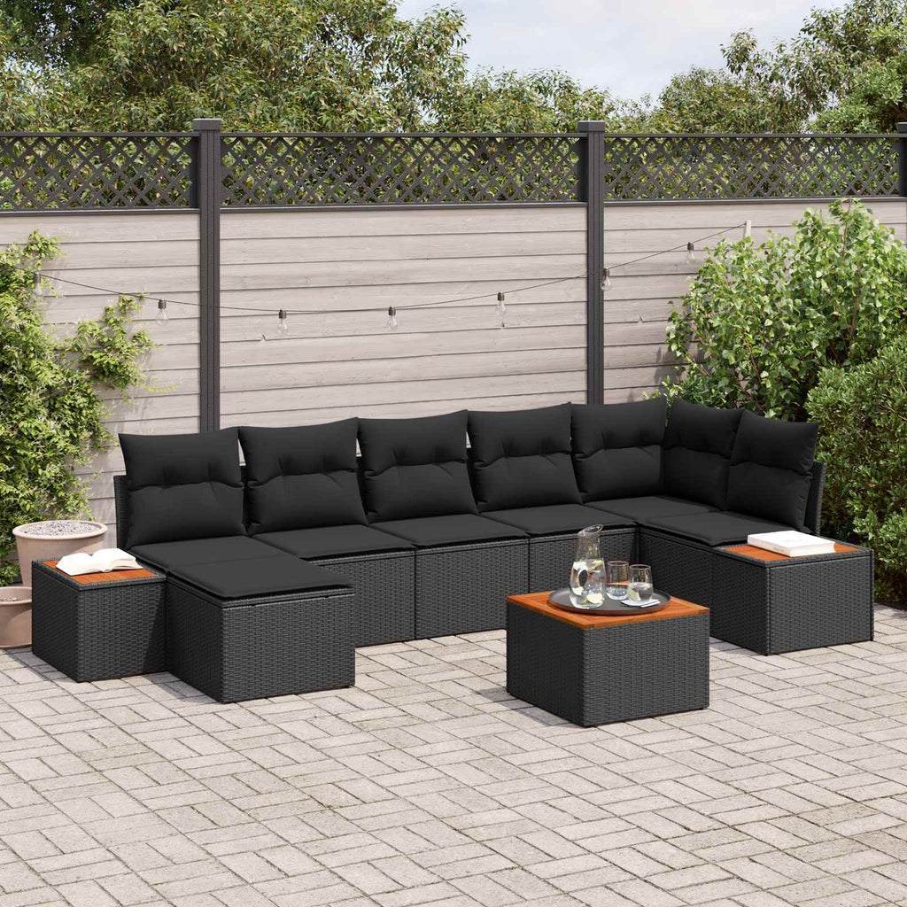 vidaXL Zestaw Sof na Ogród z poduszką 8 pcs Czarny Technorattan