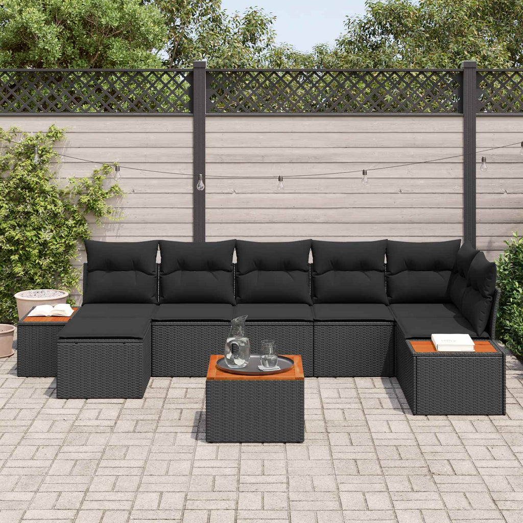 vidaXL Zestaw Sof na Ogród z poduszką 8 pcs Czarny Technorattan