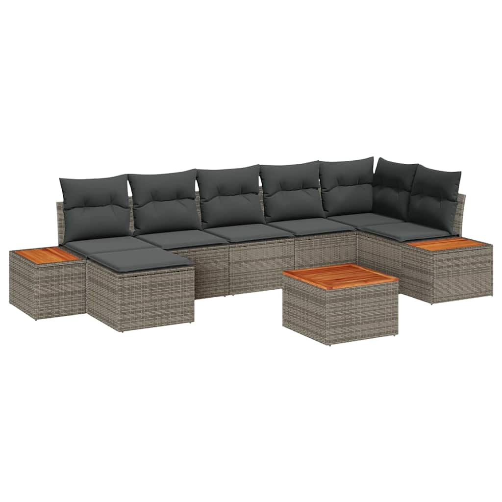 vidaXL Zestaw Sof na Ogród z poduszką 8 pcs Szary Technorattan