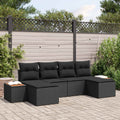vidaXL Zestaw Sof na Ogród z poduszką 6 pcs Czarny Rattan poli