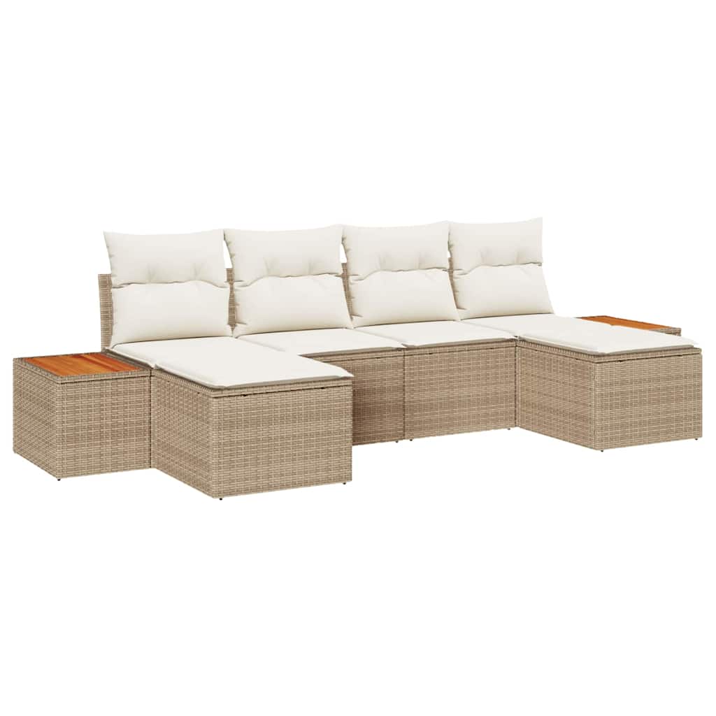 vidaXL Zestaw Sof na Ogród 6 pcs Beżowy i kremowy Rattan poli