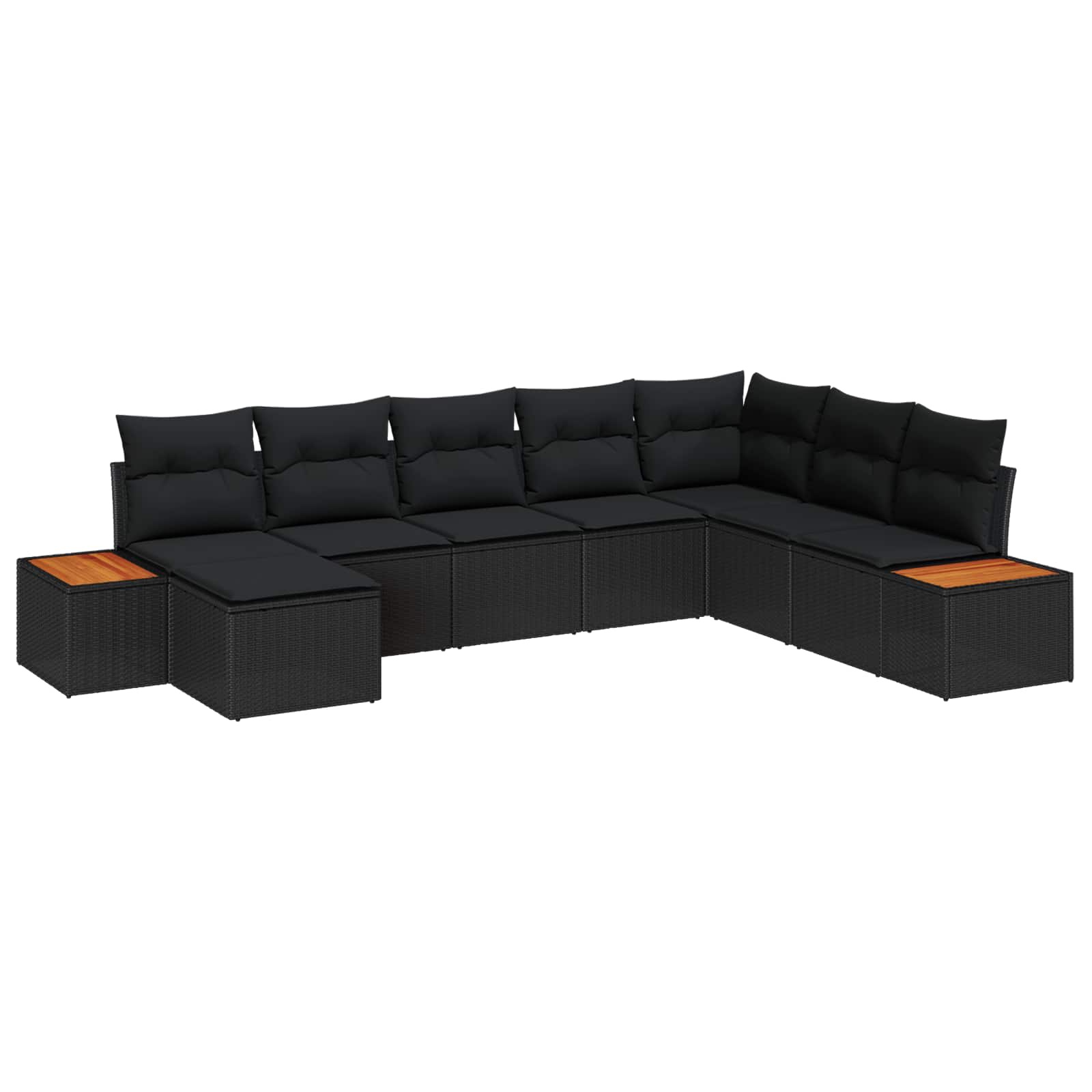 vidaXL Zestaw Sof na Ogród z poduszką 9 pcs Czarny Technorattan