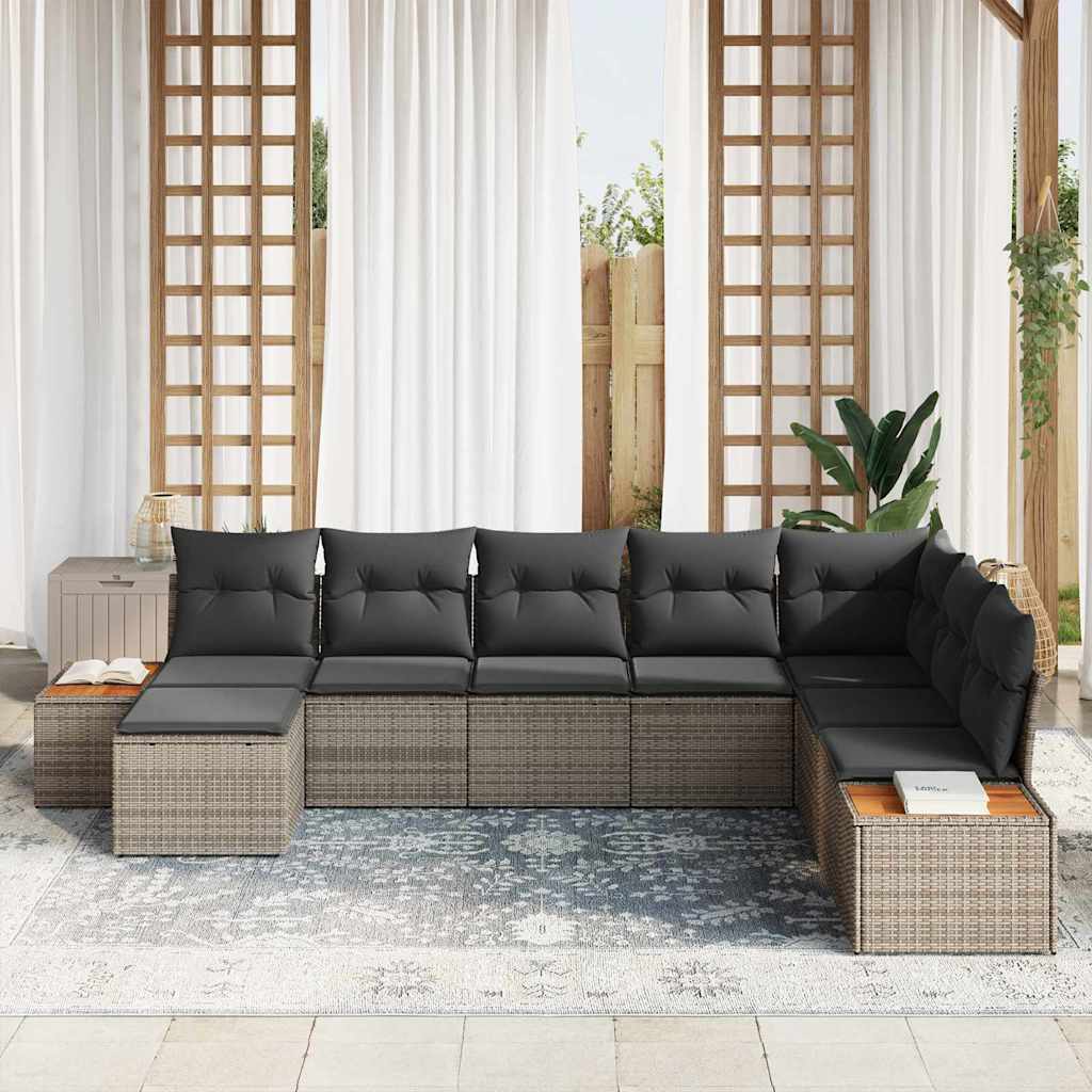 vidaXL Zestaw Sof na Ogród z poduszką 9 pcs Szary Technorattan