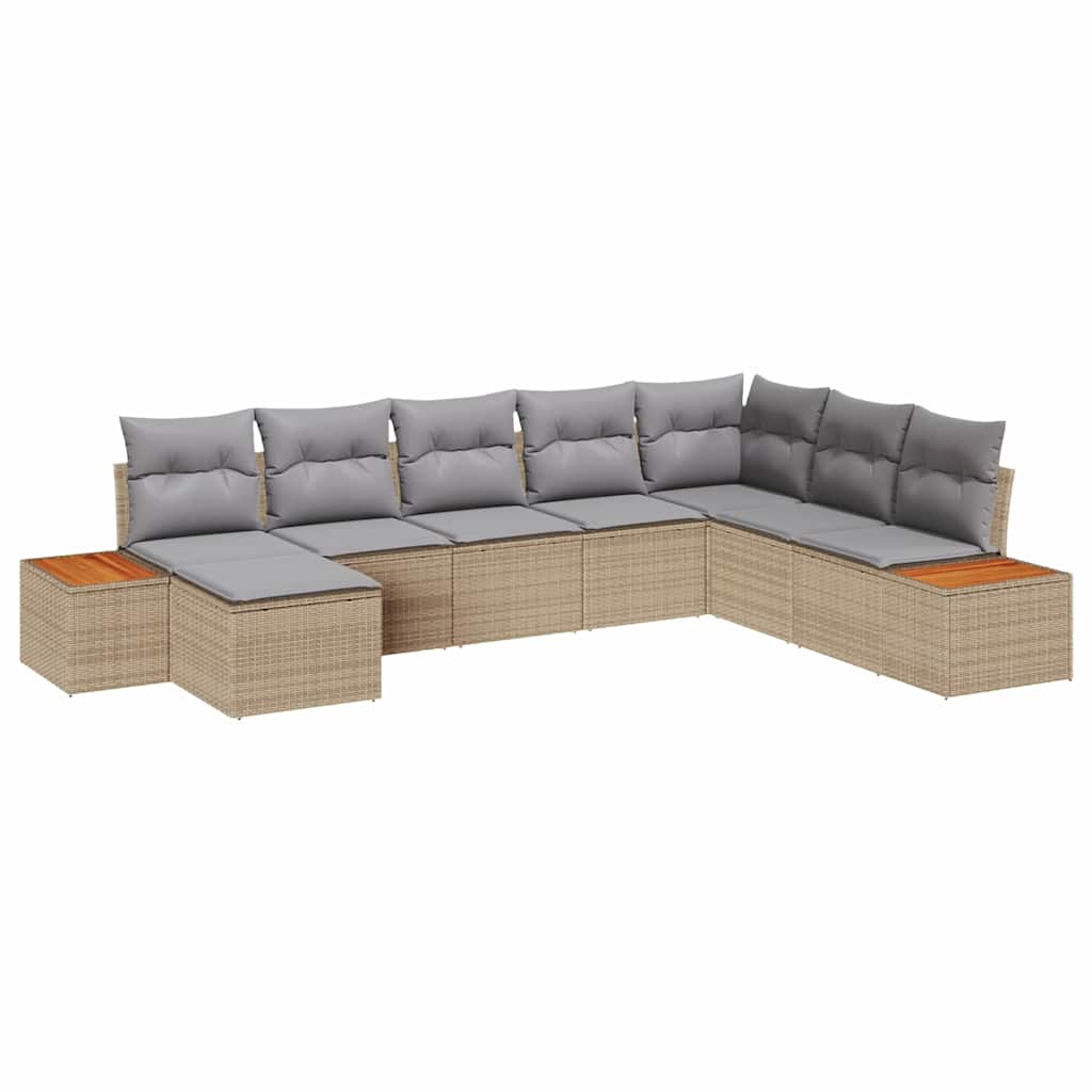vidaXL Zestaw Sof na Ogród 9 pcs Beżowy i jasnoszary Technorattan