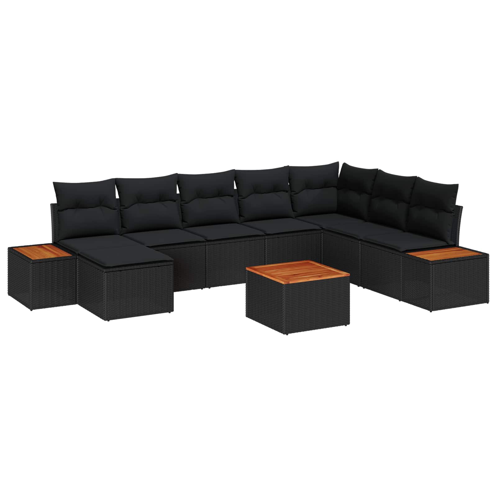 vidaXL Zestaw Sof na Ogród z poduszką 9 pcs Czarny Technorattan