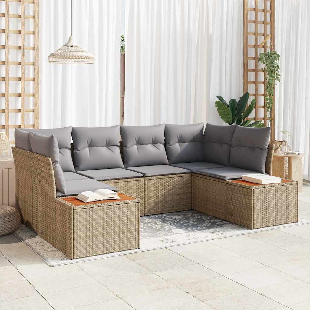 vidaXL Zestaw Sof na Ogród 6 pcs Beżowy i jasnoszary Technorattan