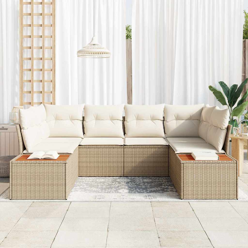 vidaXL Zestaw Sof na Ogród 6 pcs Beżowy i kremowy Technorattan