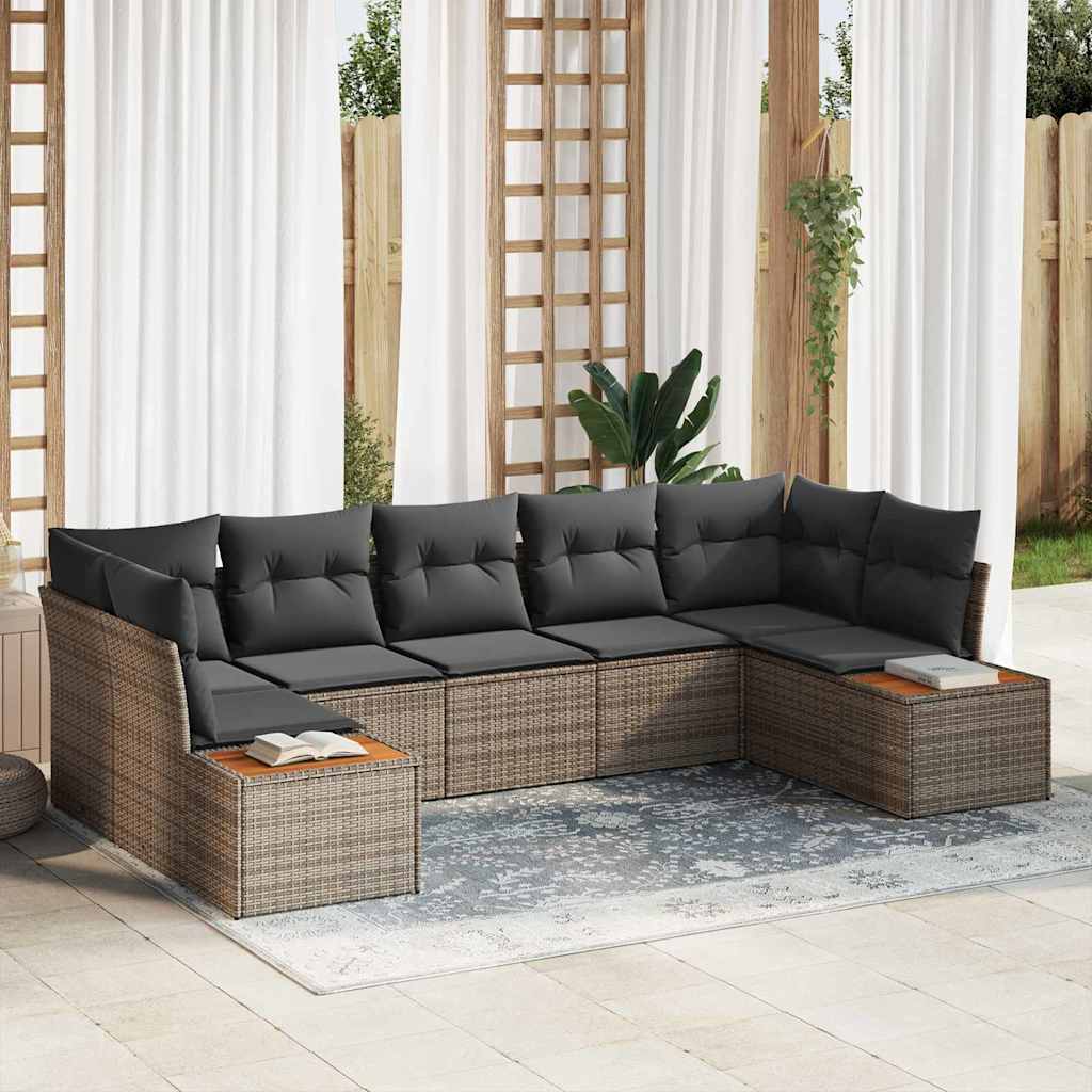 vidaXL Zestaw Sof na Ogród z poduszką 7 pcs Szary Technorattan