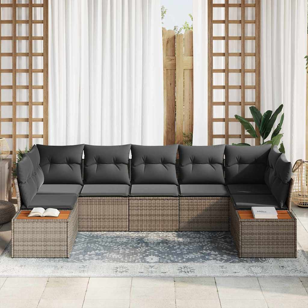 vidaXL Zestaw Sof na Ogród z poduszką 7 pcs Szary Technorattan