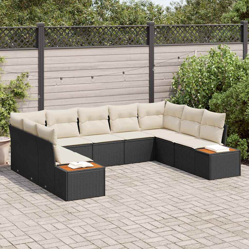 vidaXL Zestaw Sof na Ogród 5 pcs Czarny i kremowy Technorattan