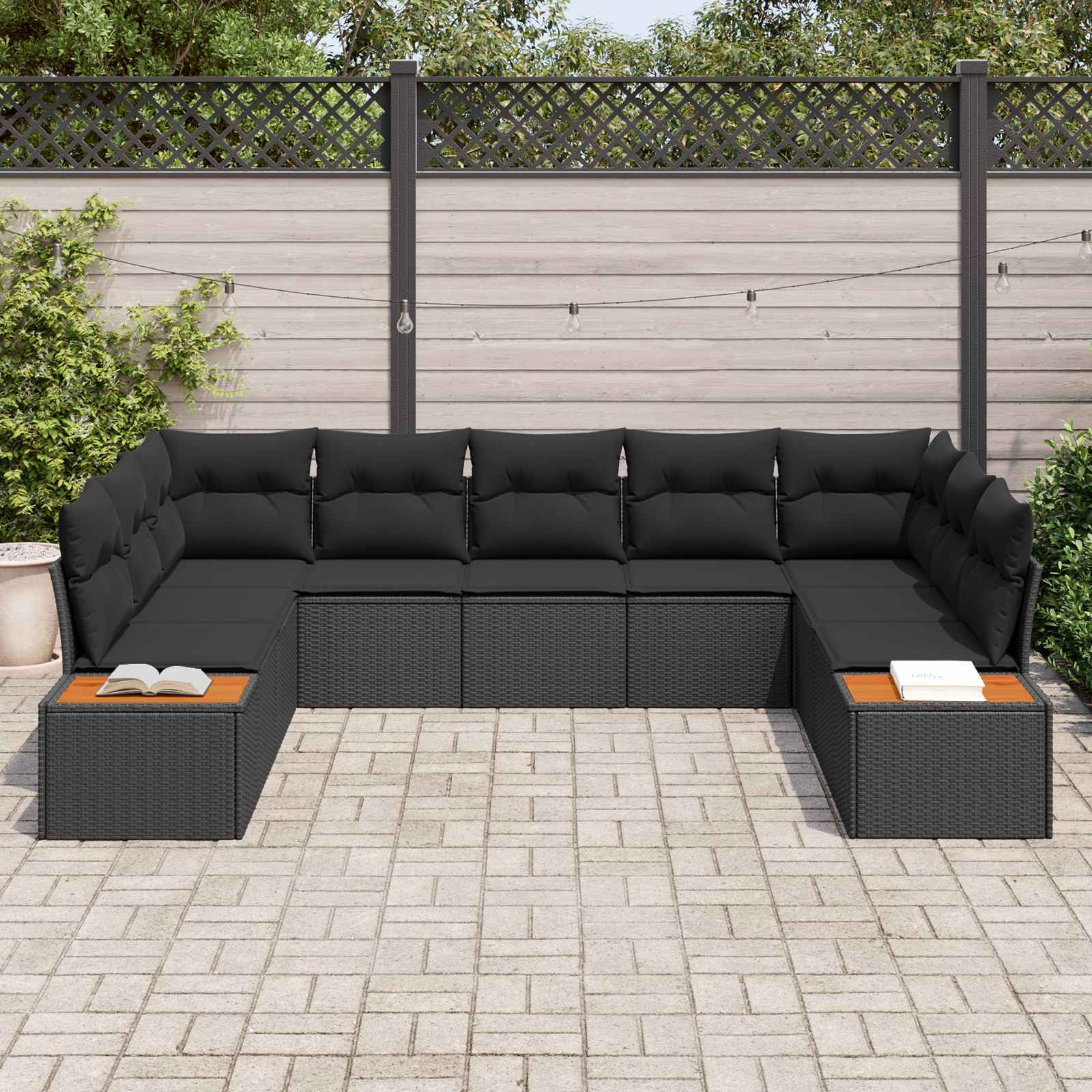 vidaXL Zestaw Sof na Ogród z poduszką 5 pcs Czarny Technorattan