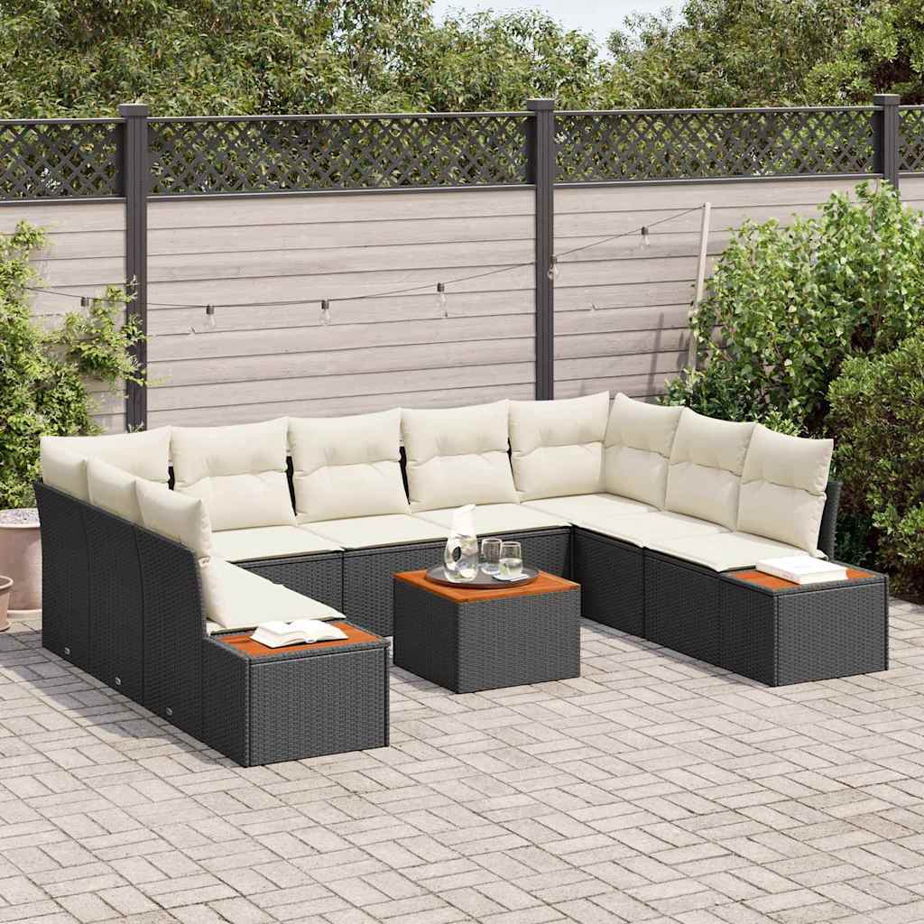 vidaXL Zestaw Sof na Ogród 5 pcs Czarny i kremowy Technorattan