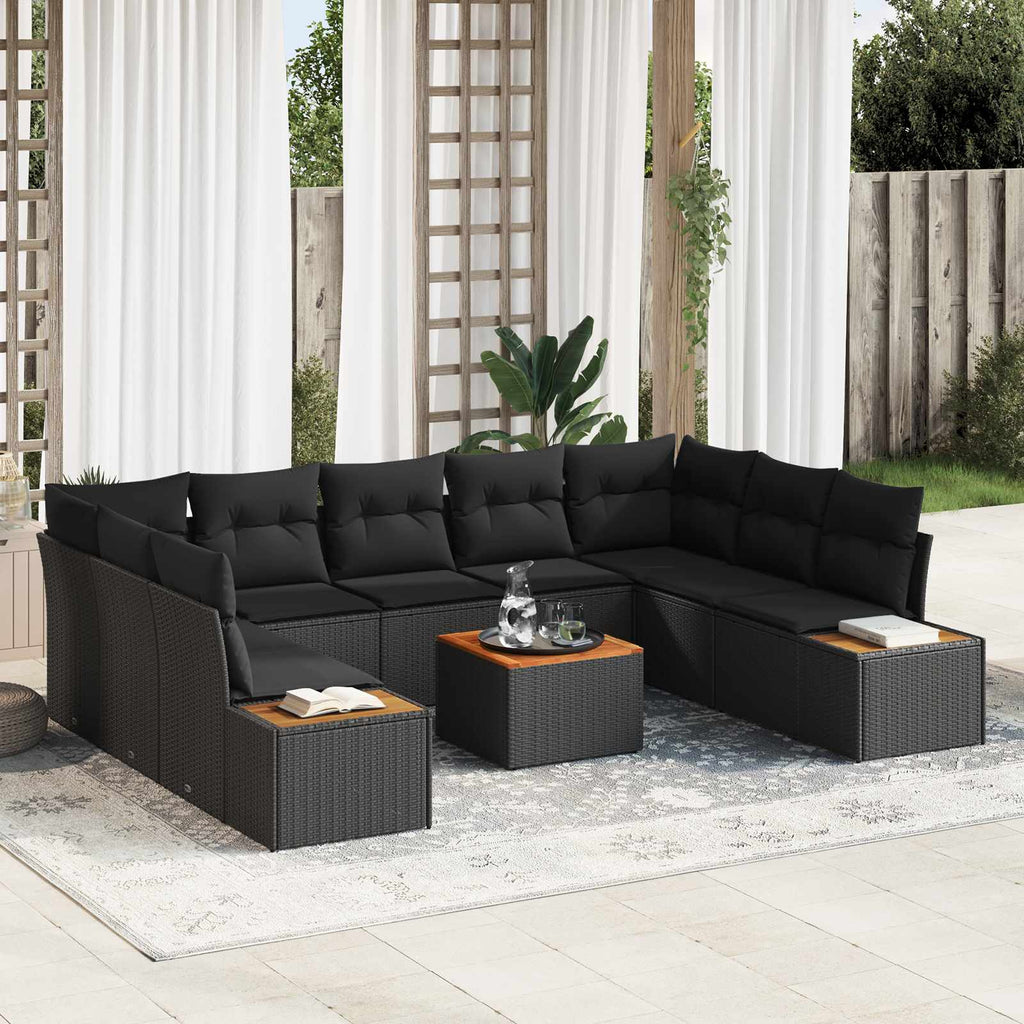 vidaXL Zestaw Sof na Ogród z poduszką 5 pcs Czarny Technorattan