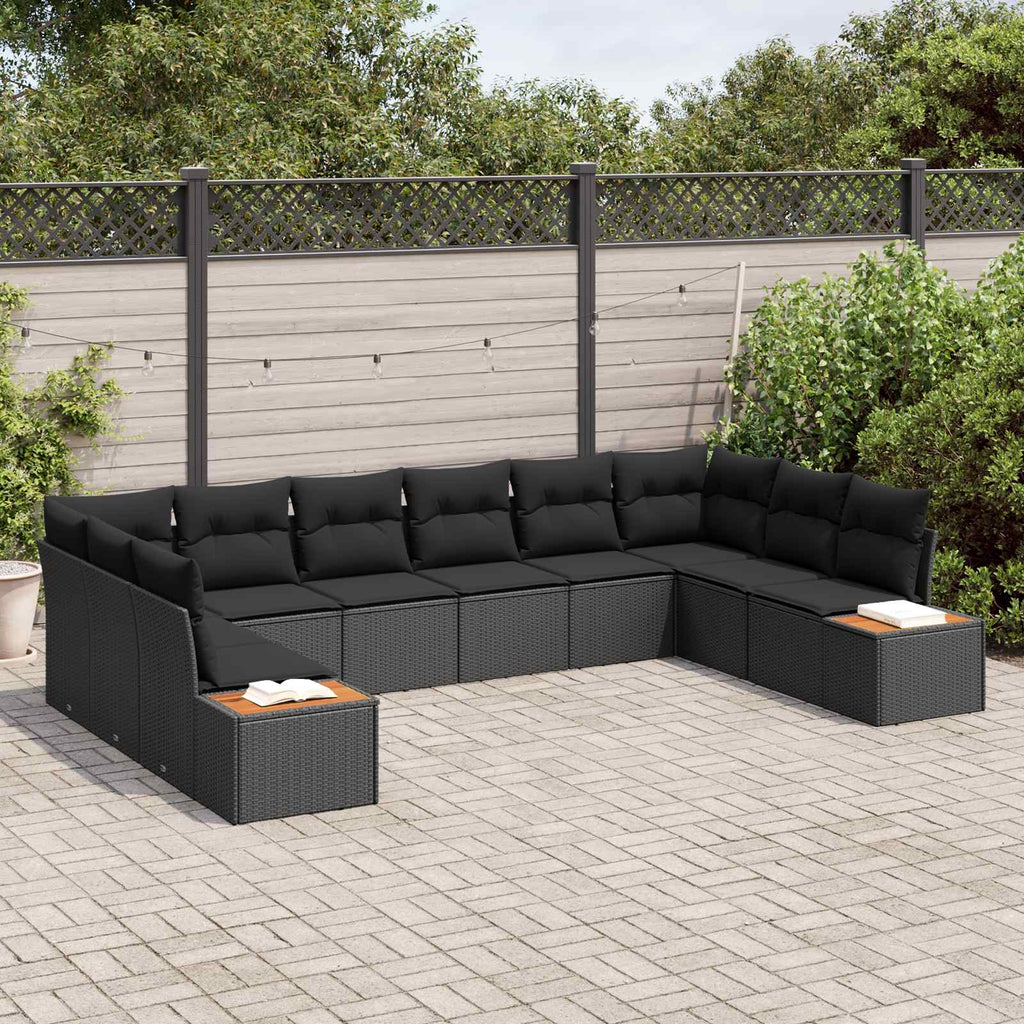 vidaXL Zestaw Sof na Ogród z poduszką 10 pcs Czarny Technorattan
