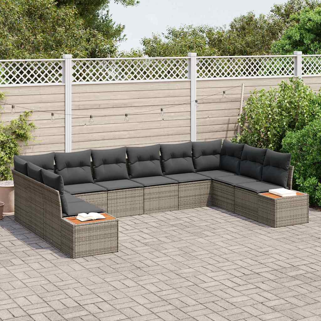 vidaXL Zestaw Sof na Ogród z poduszką 10 pcs Szary Technorattan