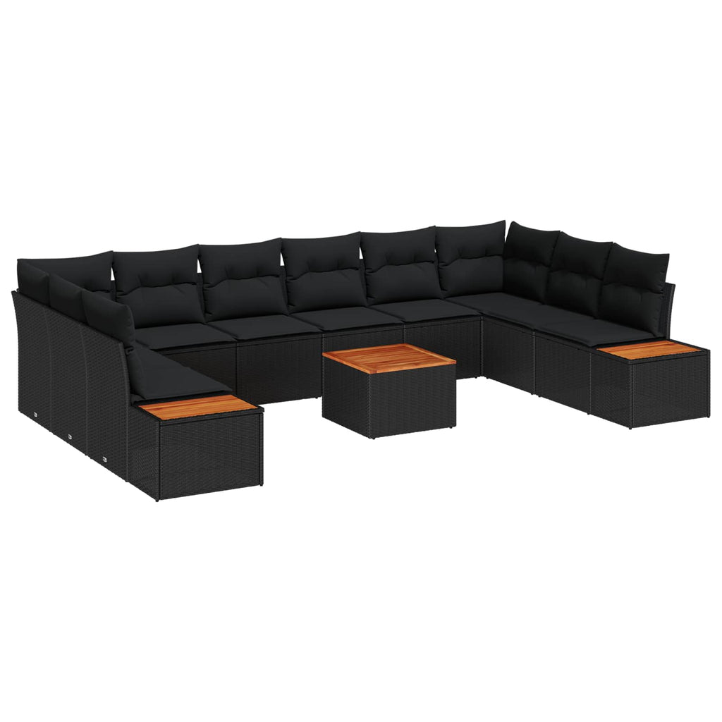 vidaXL Zestaw Sof na Ogród z poduszką 10 pcs Czarny Technorattan