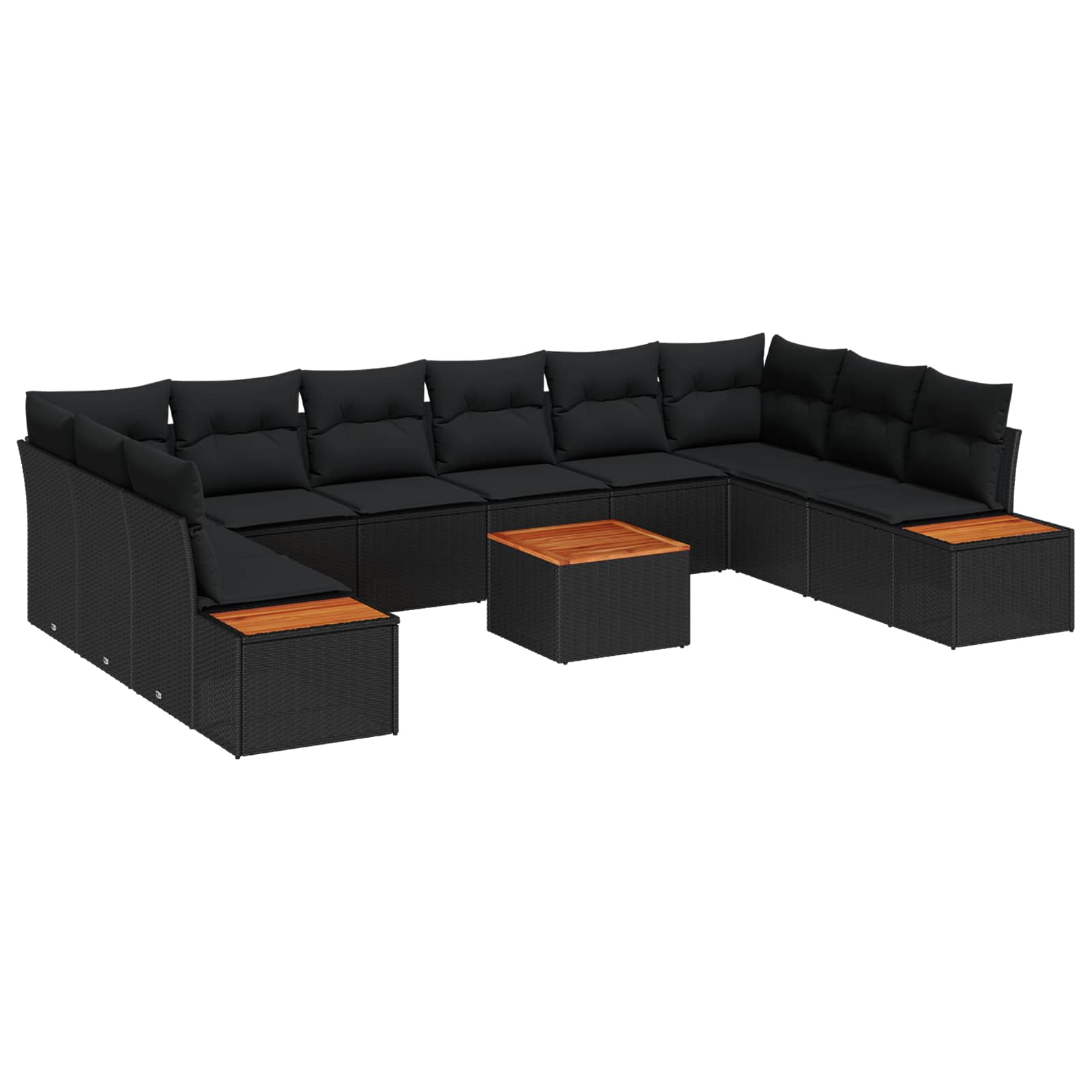 vidaXL Zestaw Sof na Ogród z poduszką 10 pcs Czarny Technorattan