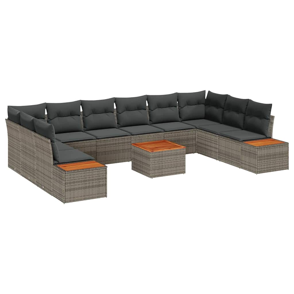 vidaXL Zestaw Sof na Ogród z poduszką 10 pcs Szary Technorattan