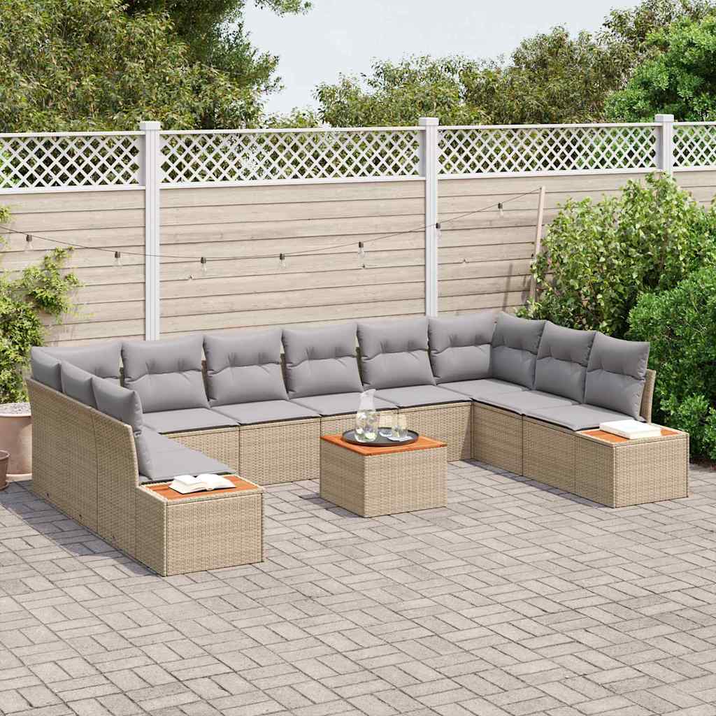 vidaXL Zestaw Sof na Ogród 10 pcs Beżowy i jasnoszary Technorattan