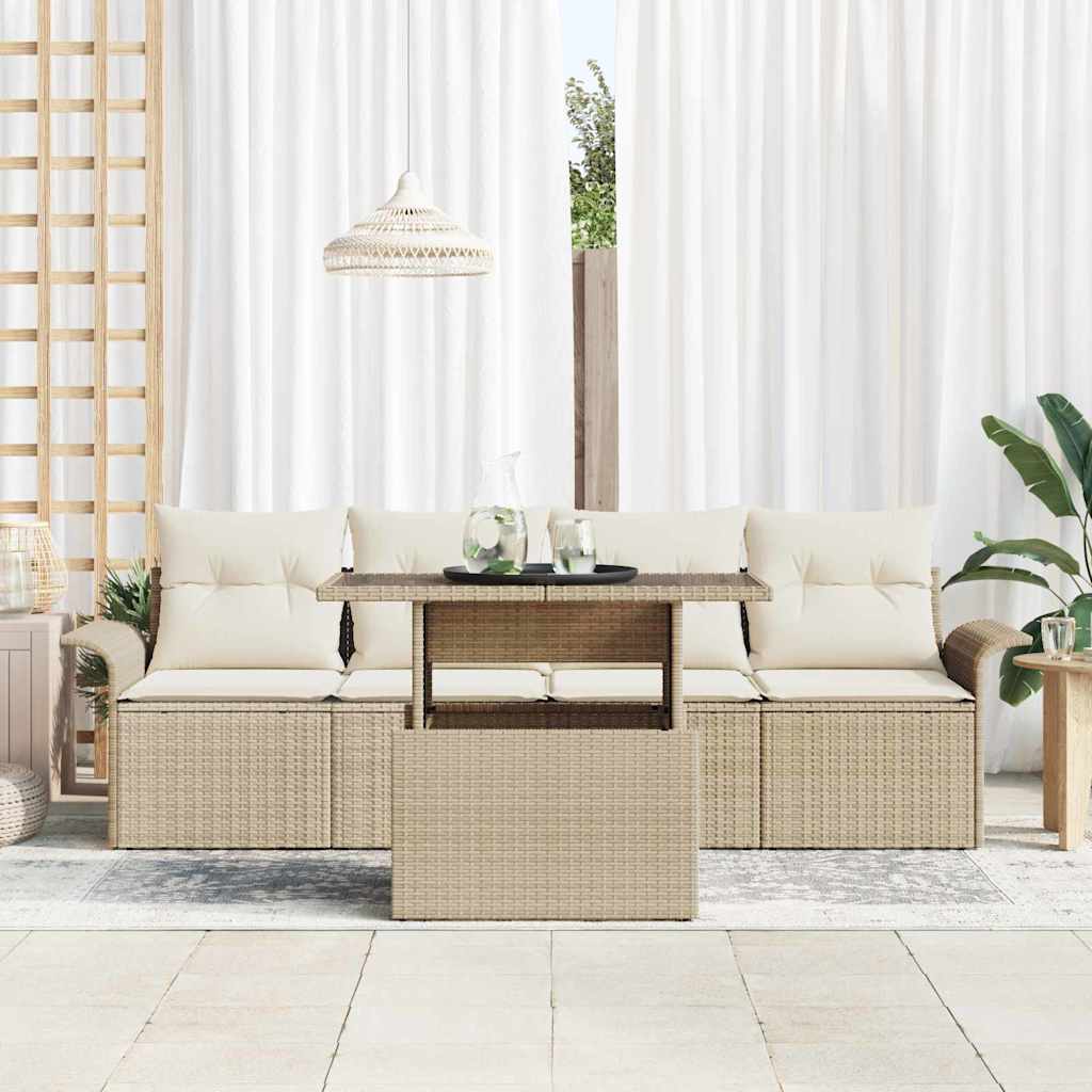 vidaXL Zestaw Sof na Ogród z poduszką 5 pcs Beżowy Rattan poli