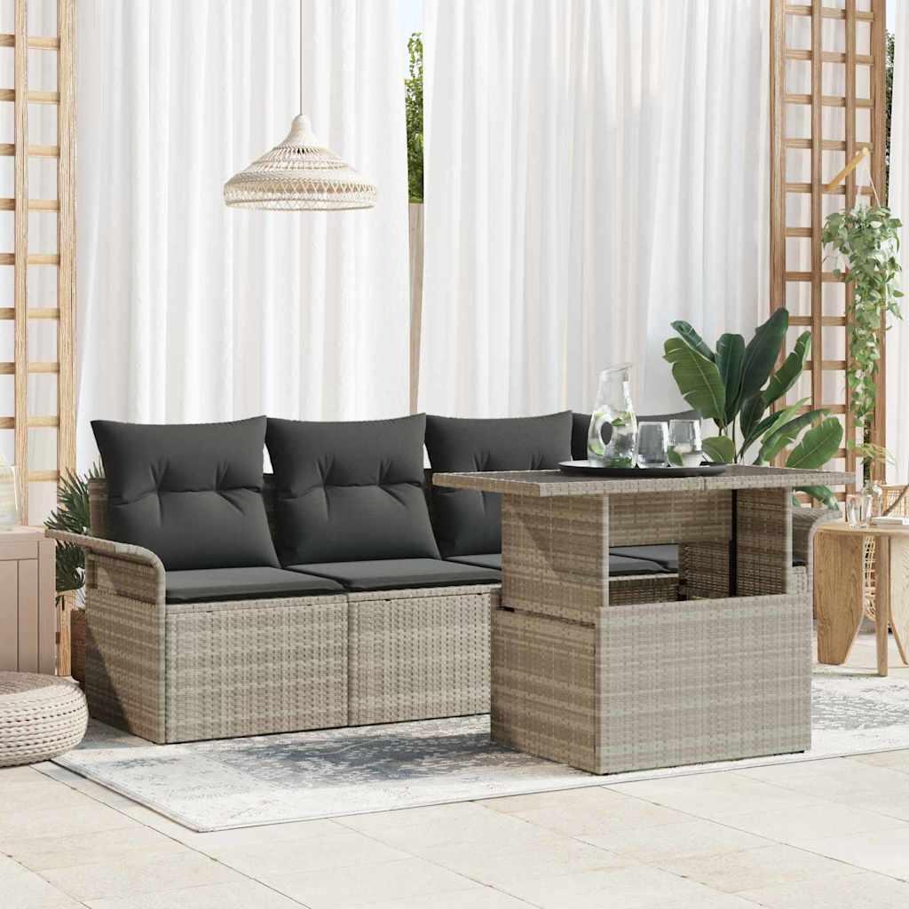 vidaXL Zestaw Sof na Ogród z poduszką 5 pcs Jasnoszary Rattan poli