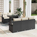 vidaXL Zestaw Sof na Ogród z poduszką 6 pcs Czarny Rattan poli