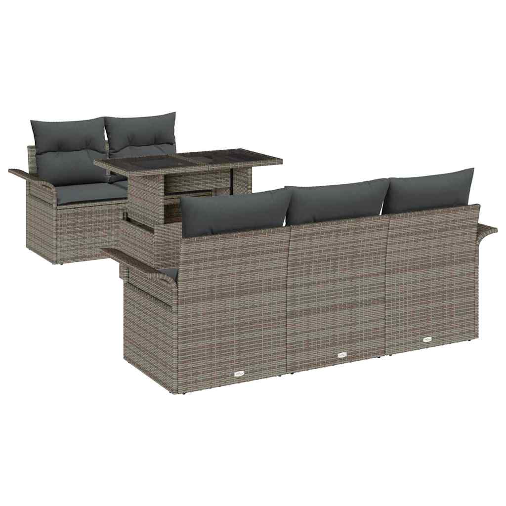 vidaXL Zestaw Sof na Ogród z poduszką 6 pcs Szary Rattan poli