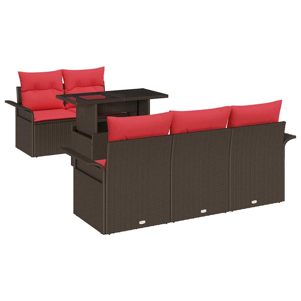vidaXL Zestaw Sof na Ogród z poduszką 6 pcs Brązowy Rattan poli