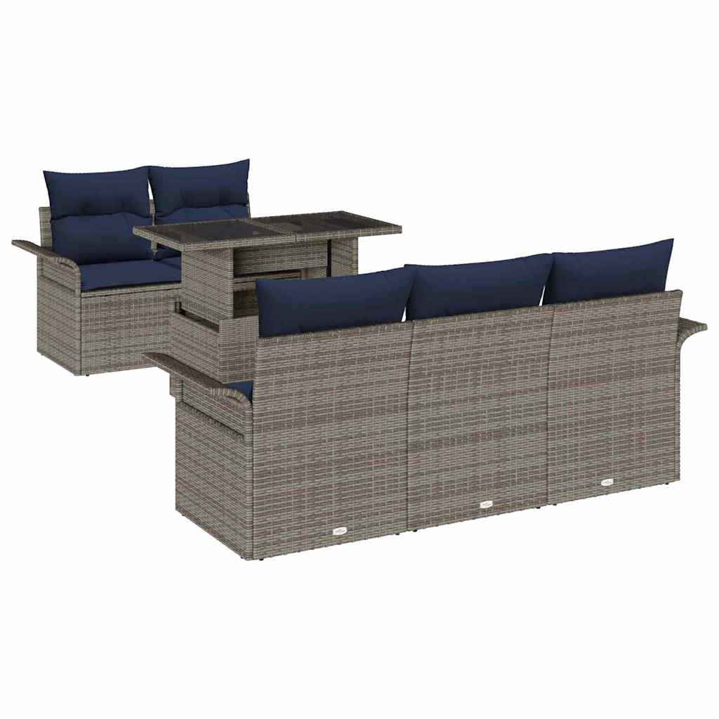 vidaXL Zestaw Sof na Ogród z poduszką 6 pcs Szary Rattan poli