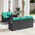 vidaXL Zestaw Sof na Ogród z poduszką 6 pcs Czarny Rattan poli