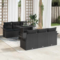 vidaXL Zestaw Sof na Ogród z poduszką 7 pcs Czarny Rattan poli