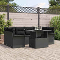 vidaXL Zestaw Sof na Ogród z poduszką 7 pcs Czarny Rattan poli
