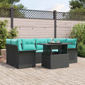 vidaXL Zestaw Sof na Ogród z poduszką 7 pcs Czarny Rattan poli