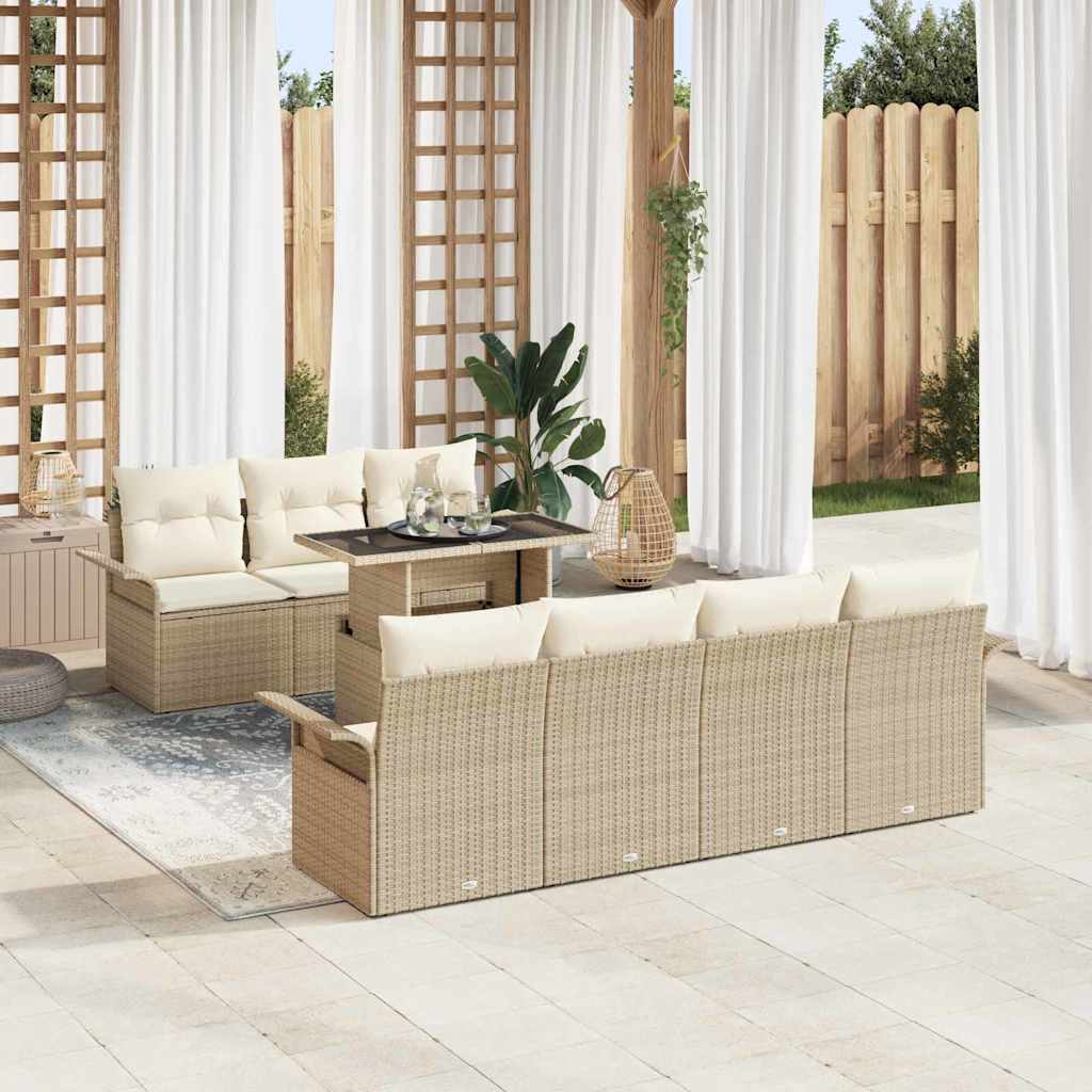 vidaXL Zestaw Sof na Ogród z poduszką 8 pcs Beżowy Rattan poli