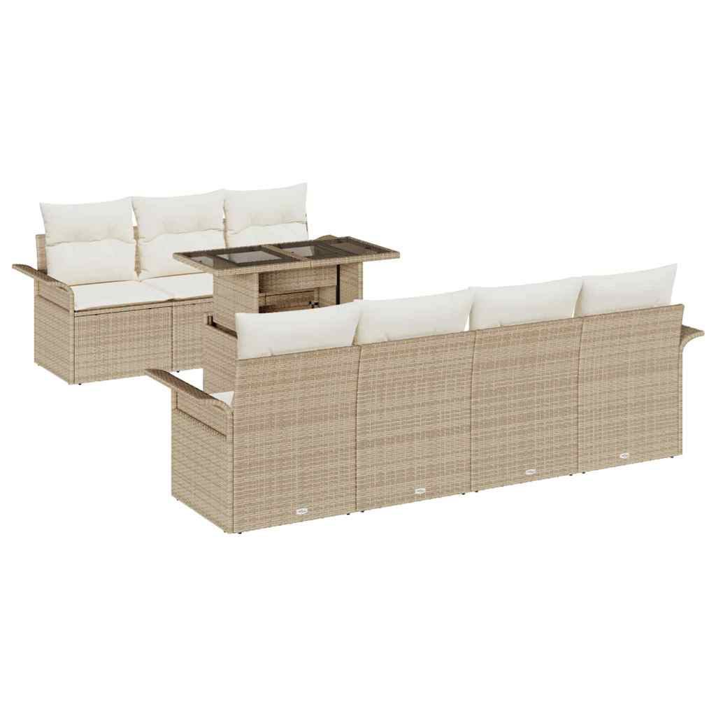 vidaXL Zestaw Sof na Ogród z poduszką 8 pcs Beżowy Rattan poli
